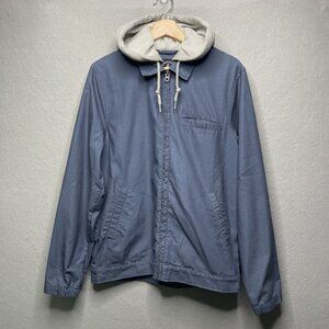 Volcom Mens Blue Hooded Jacket With Front Pockets Size Small Zip Closure
